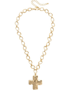 Elise Hammered Cross Necklace