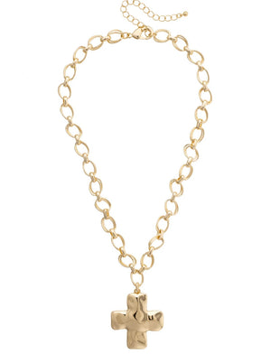 Elise Hammered Cross Necklace
