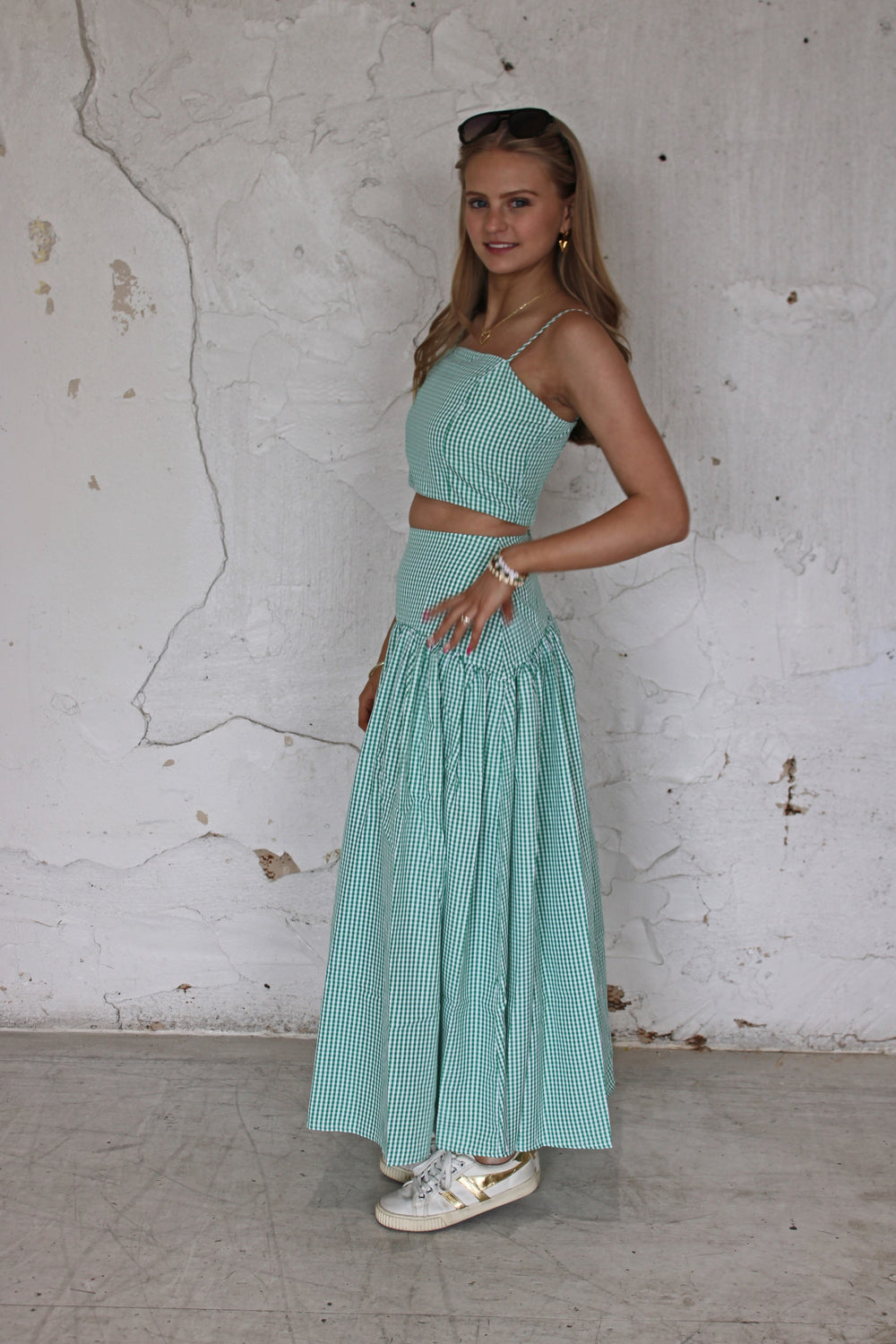 green dress gameday Game Day Glitter Dress